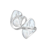 Sterling Silver Mother Of Pearl Modern Open Shape Statement Ring With Artistic Design